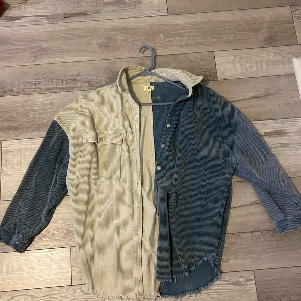 Corduroy jacket, mix of blues and white, oversized